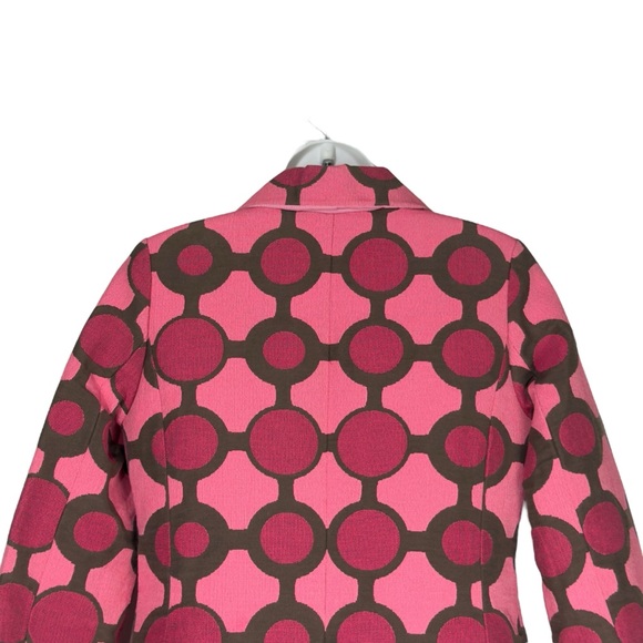 Vintage Bentley A. Retro Mod Pink Geometric Polka Dot Button Up Coat Small - Picture 5 of 16